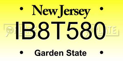 IB8T580 New Jersey License Plate