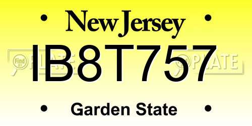 IB8T757 New Jersey License Plate