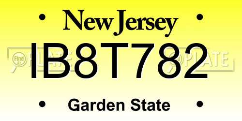 IB8T782 New Jersey License Plate