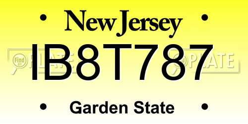 IB8T787 New Jersey License Plate