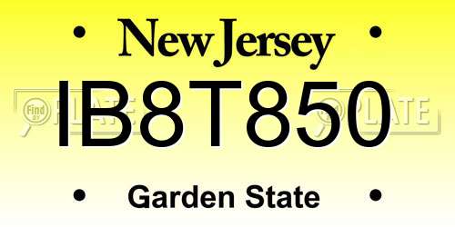 IB8T850 New Jersey License Plate