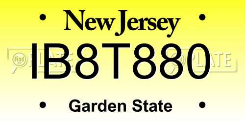 IB8T880 New Jersey License Plate