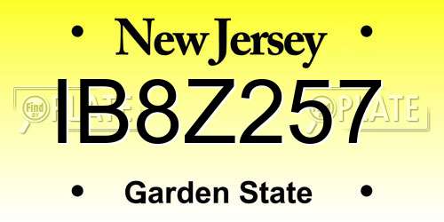 IB8Z257 New Jersey License Plate