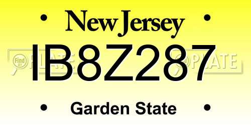 IB8Z287 New Jersey License Plate