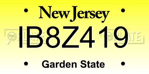 IB8Z419 New Jersey License Plate