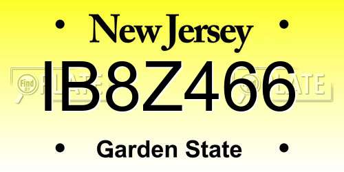 IB8Z466 New Jersey License Plate