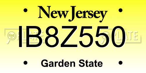 IB8Z550 New Jersey License Plate