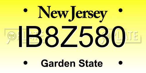 IB8Z580 New Jersey License Plate