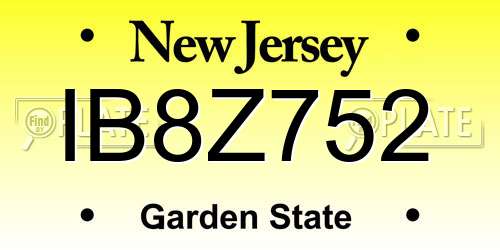 IB8Z752 New Jersey License Plate
