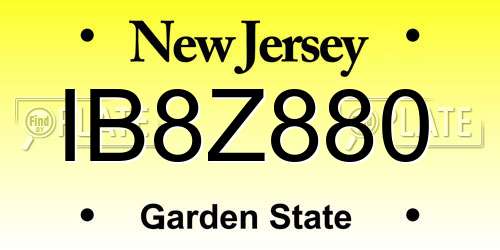 IB8Z880 New Jersey License Plate
