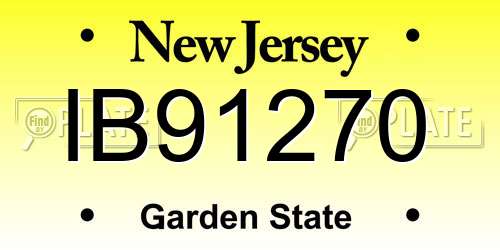 IB91270 New Jersey License Plate