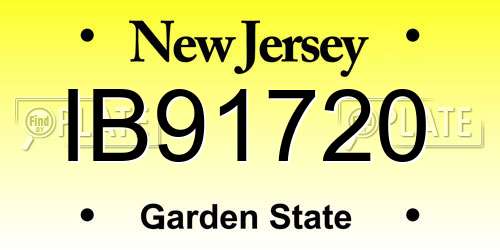 IB91720 New Jersey License Plate