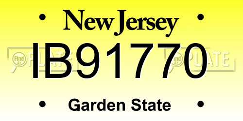 IB91770 New Jersey License Plate