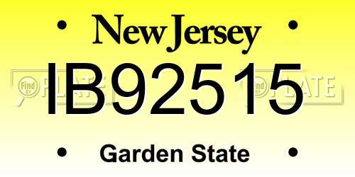 IB92515 New Jersey License Plate