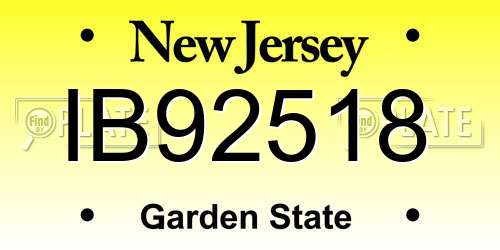 IB92518 New Jersey License Plate