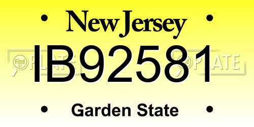 IB92581 New Jersey License Plate