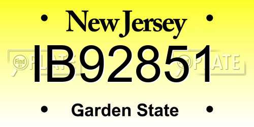 IB92851 New Jersey License Plate