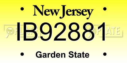 IB92881 New Jersey License Plate