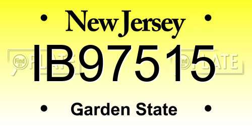 IB97515 New Jersey License Plate