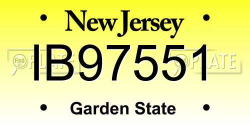 IB97551 New Jersey License Plate