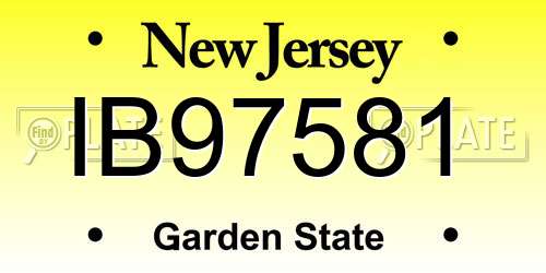 IB97581 New Jersey License Plate