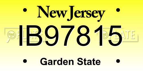 IB97815 New Jersey License Plate