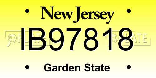 IB97818 New Jersey License Plate