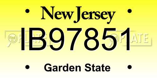 IB97851 New Jersey License Plate