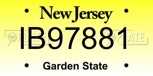 IB97881 New Jersey License Plate