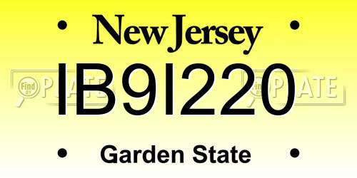 IB9I220 New Jersey License Plate