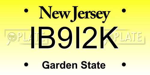 IB9I2K New Jersey License Plate