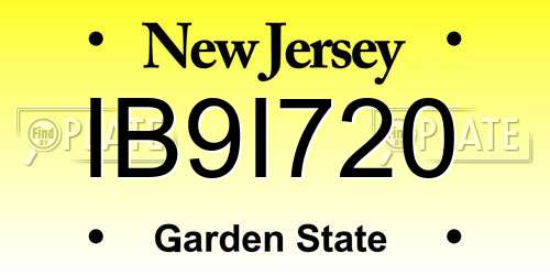 IB9I720 New Jersey License Plate