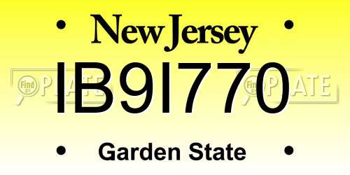IB9I770 New Jersey License Plate