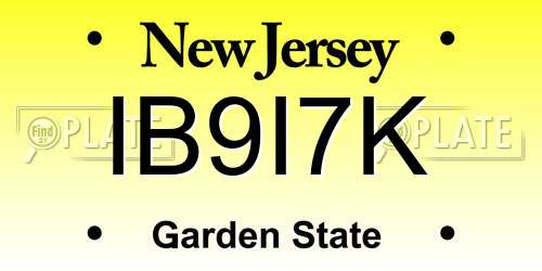 IB9I7K New Jersey License Plate