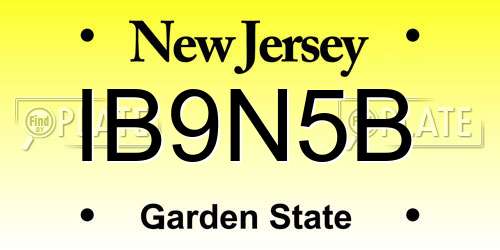 IB9N5B New Jersey License Plate