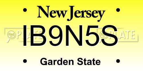 IB9N5S New Jersey License Plate