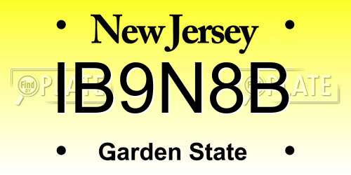 IB9N8B New Jersey License Plate
