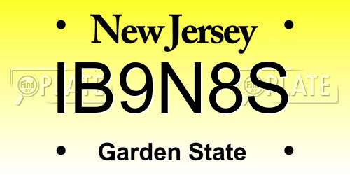 IB9N8S New Jersey License Plate