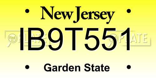 IB9T551 New Jersey License Plate