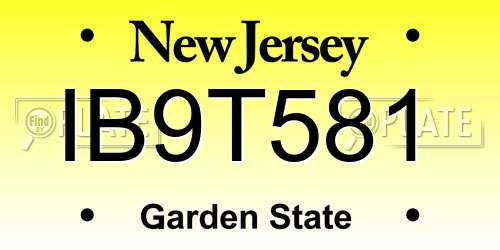 IB9T581 New Jersey License Plate