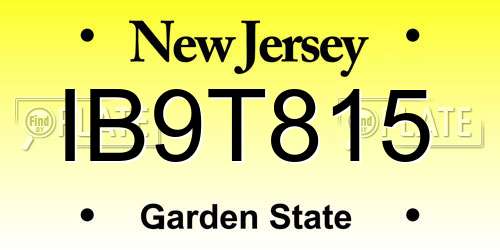 IB9T815 New Jersey License Plate