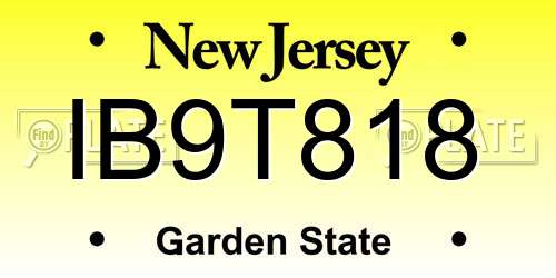 IB9T818 New Jersey License Plate