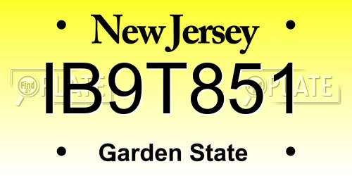 IB9T851 New Jersey License Plate