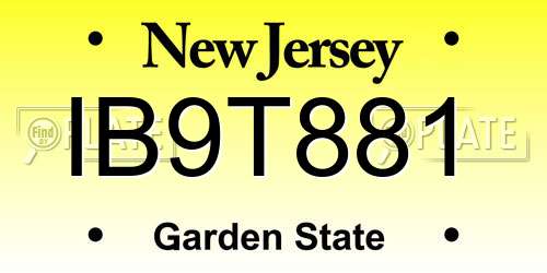 IB9T881 New Jersey License Plate