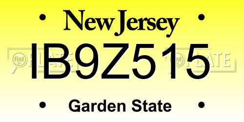 IB9Z515 New Jersey License Plate