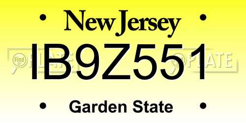 IB9Z551 New Jersey License Plate
