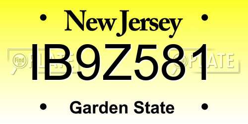 IB9Z581 New Jersey License Plate