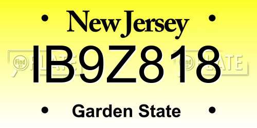 IB9Z818 New Jersey License Plate