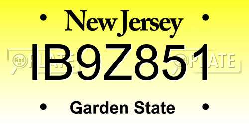 IB9Z851 New Jersey License Plate