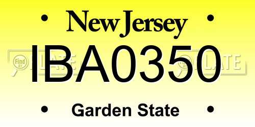 IBA0350 New Jersey License Plate